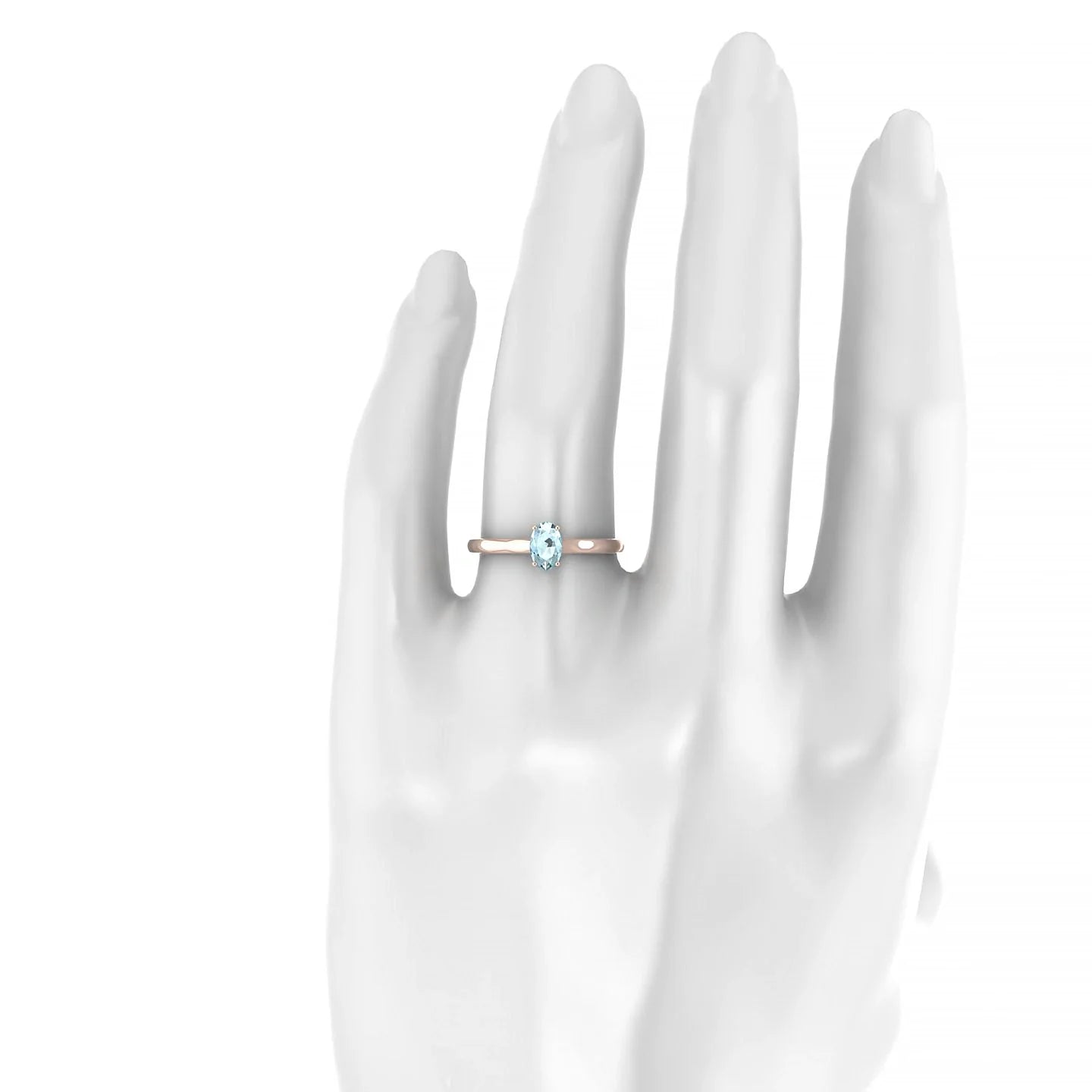 Cathedral | 18k Rose Gold 6 x 4 mm Oval Aquamarine Ring