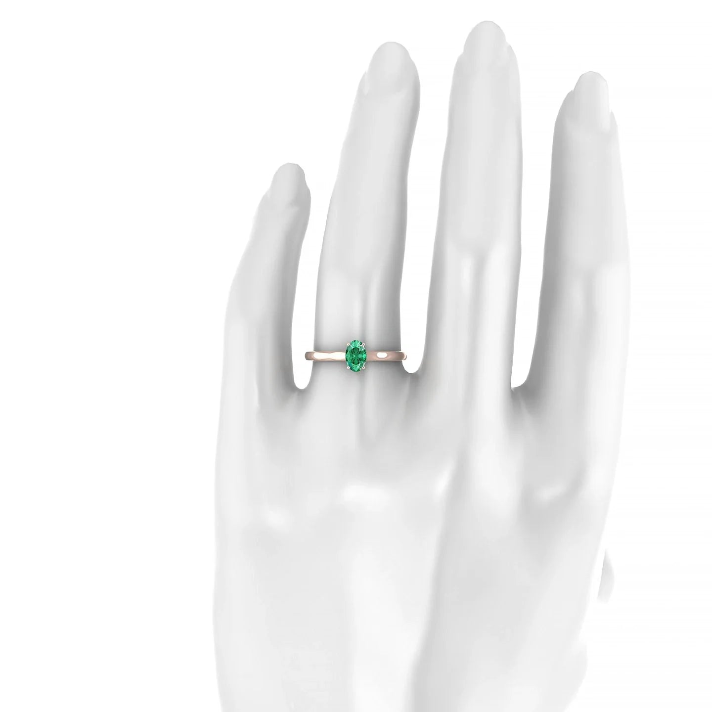 Cathedral | 18k Rose Gold 6 x 4 mm Oval Emerald Ring