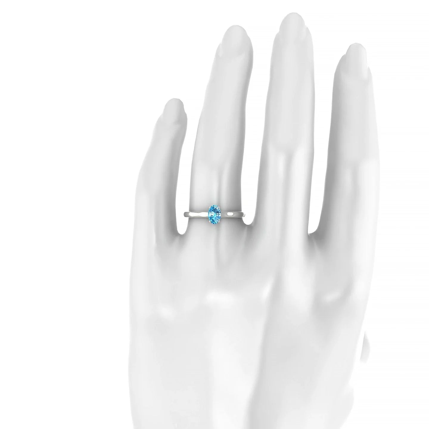 Cathedral | 18k White Gold 6 x 4 mm Oval Topaz Ring