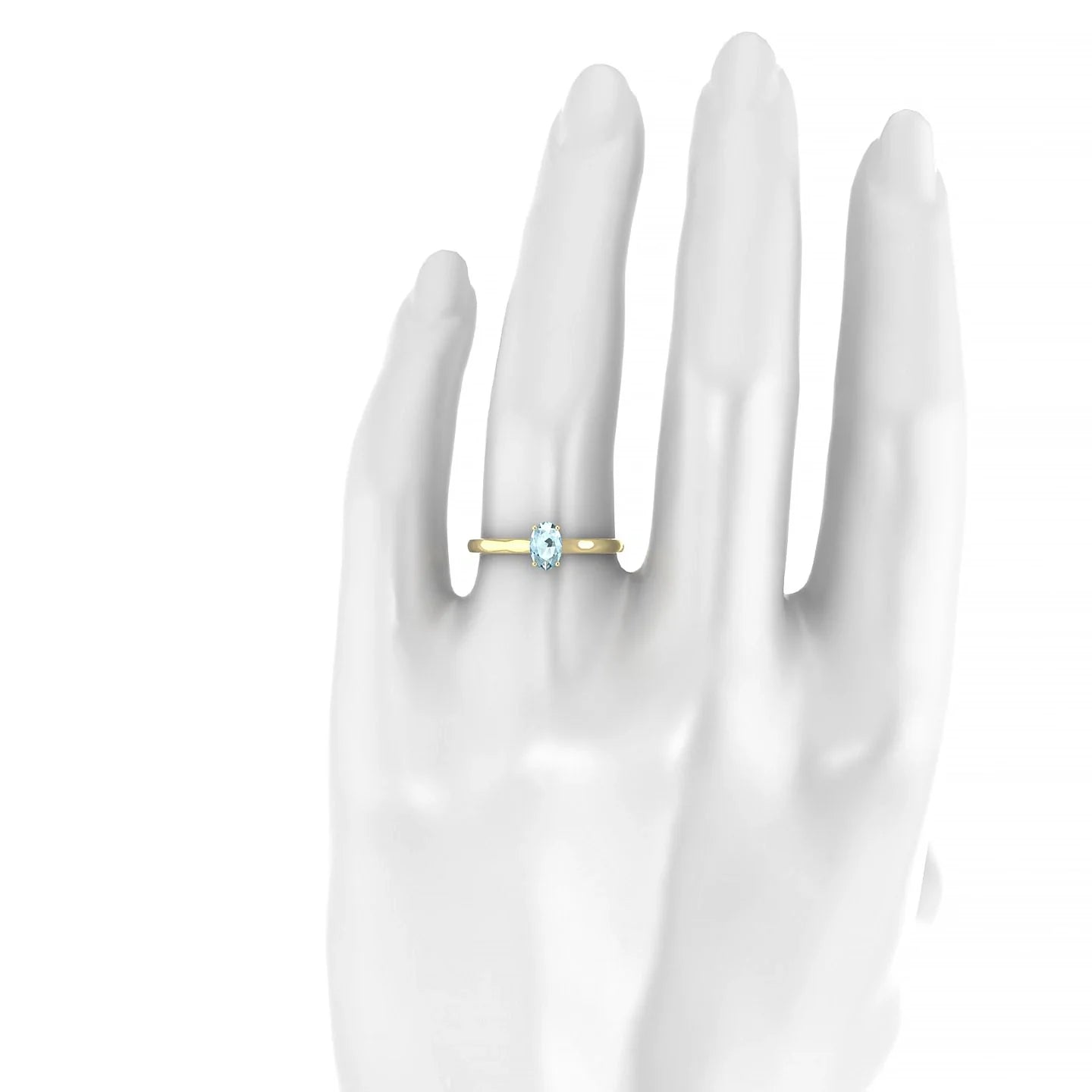 Cathedral | 18k Yellow Gold 6 x 4 mm Oval Aquamarine Ring