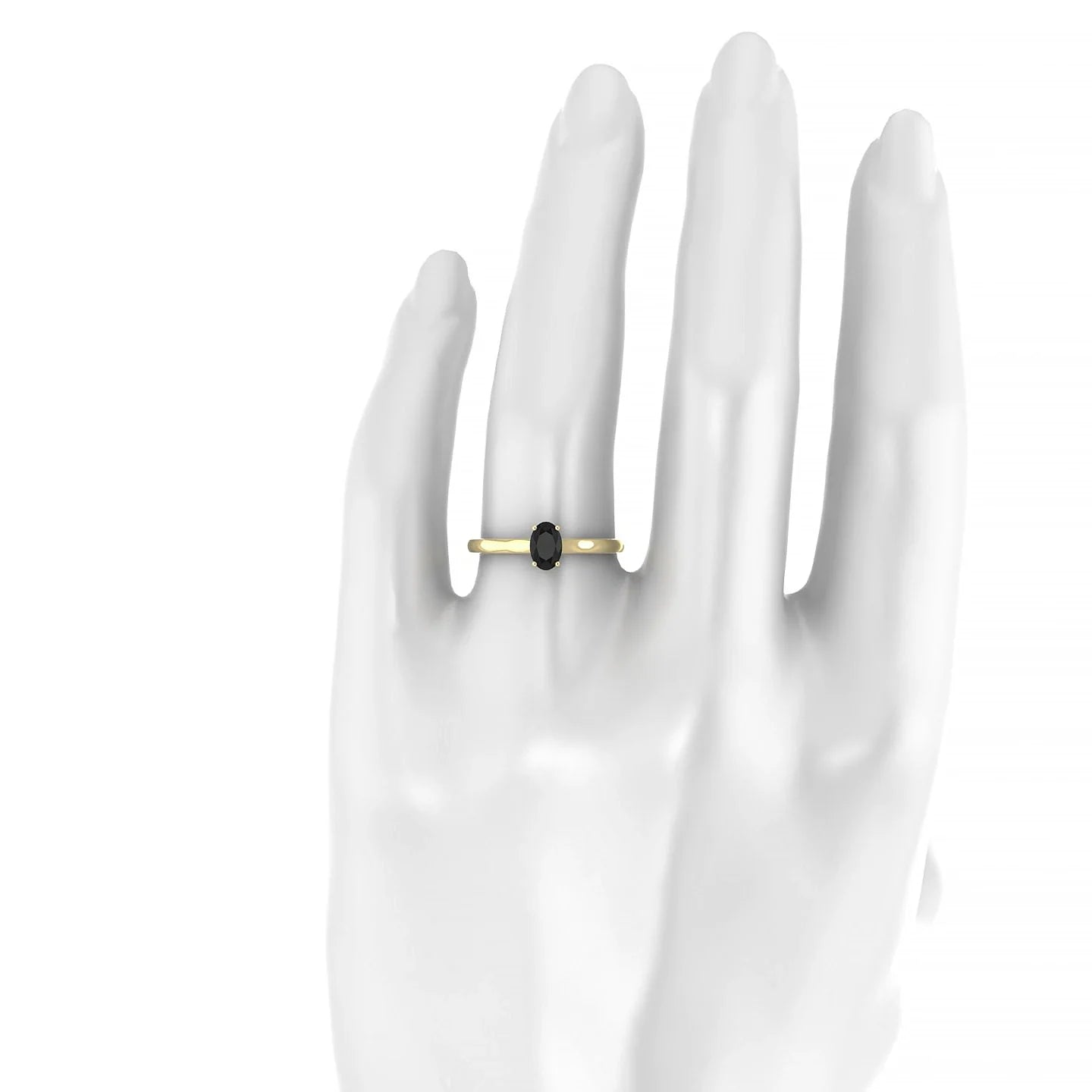 Cathedral | 18k Yellow Gold 6 x 4 mm Oval Black Diamond Ring