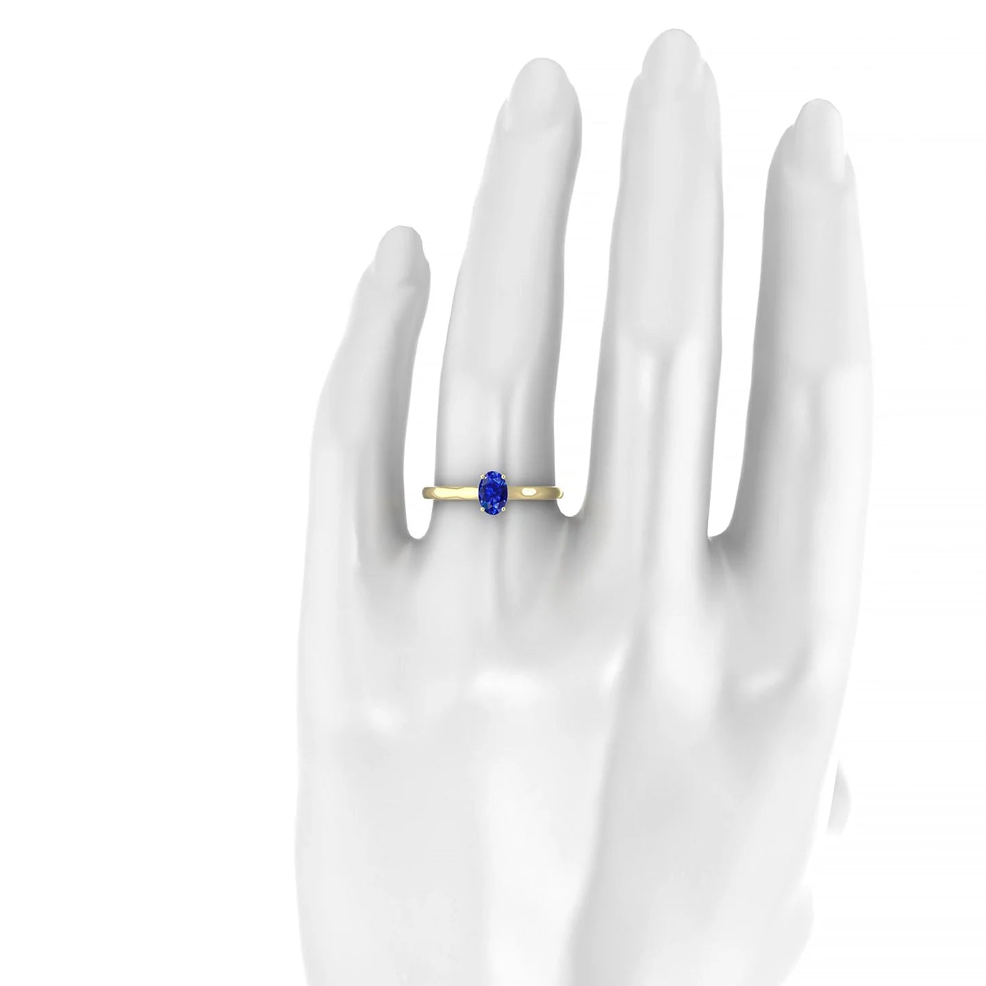 Cathedral | 18k Yellow Gold 6 x 4 mm Oval Sapphire Ring