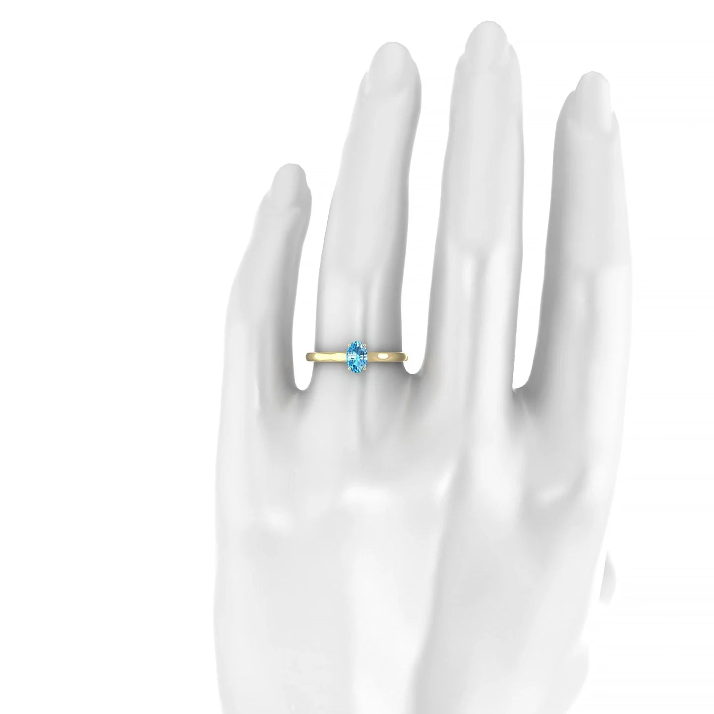 Cathedral | 18k Yellow Gold 6 x 4 mm Oval Topaz Ring