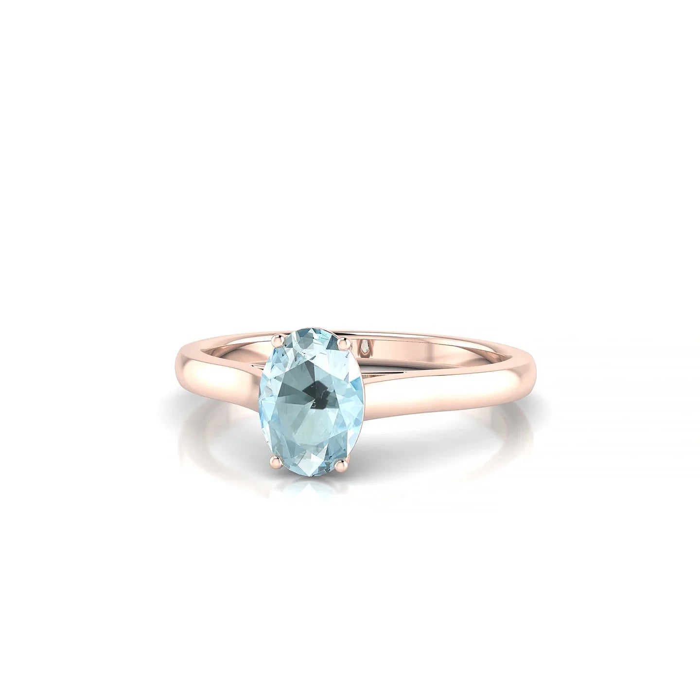 Cathedral | 18k Rose Gold 7 x 5 mm Oval Aquamarine Ring