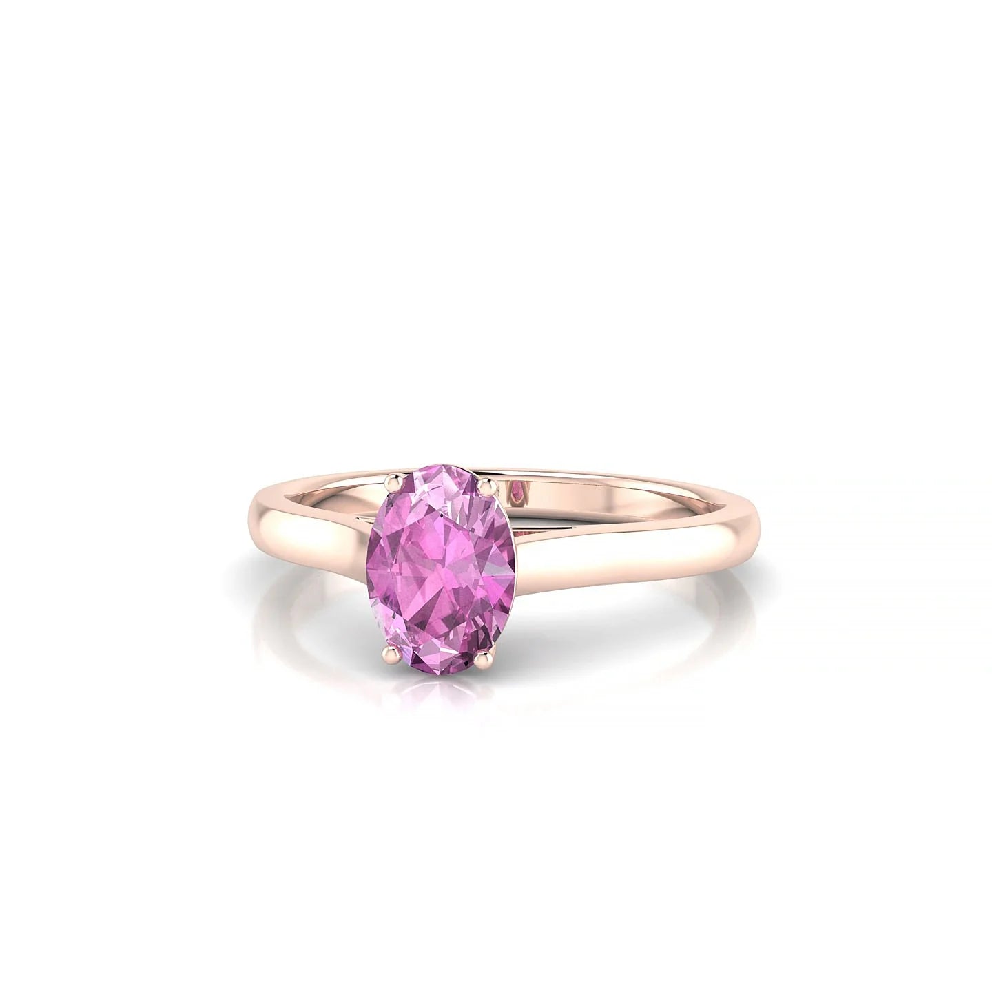 Cathedral | 18k Rose Gold 7 x 5 mm Oval Pink Sapphire Ring