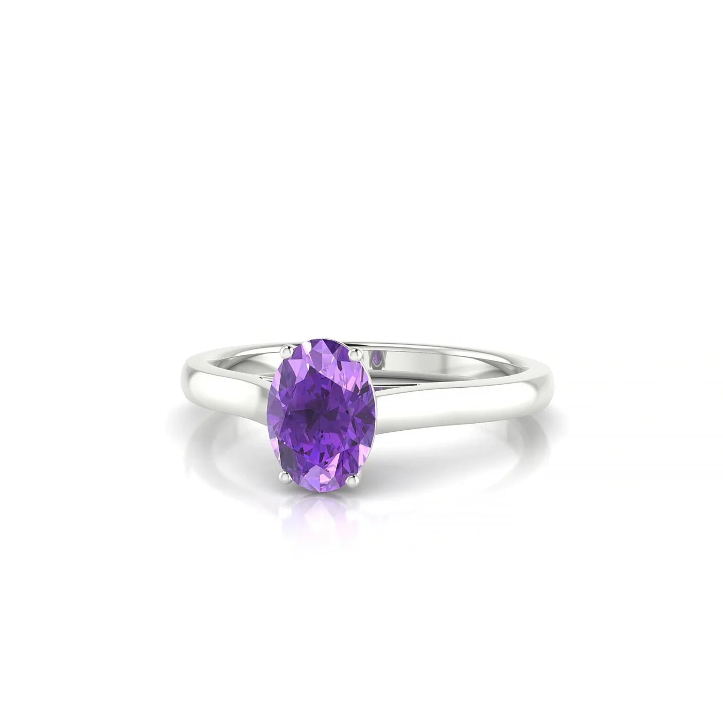 Cathedral | 18k White Gold 7 x 5 mm Oval Amethyst Ring