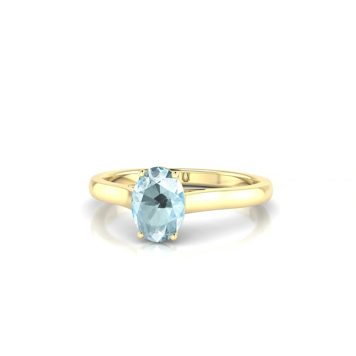 Cathedral | 18k Yellow Gold 7 x 5 mm Oval Aquamarine Ring