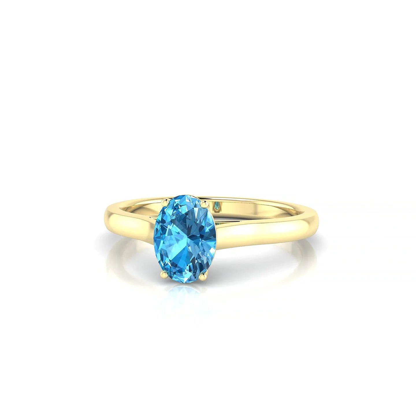 Cathedral | 18k Yellow Gold 7 x 5 mm Oval Topaz Ring