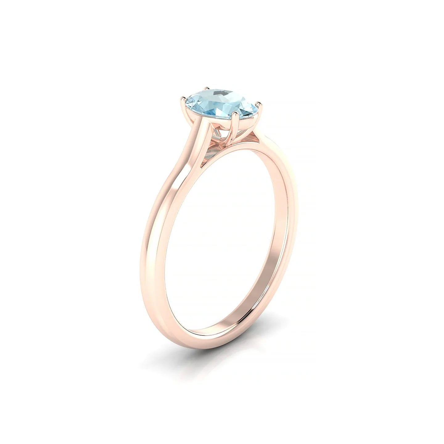 Cathedral | 18k Rose Gold 7 x 5 mm Oval Aquamarine Ring