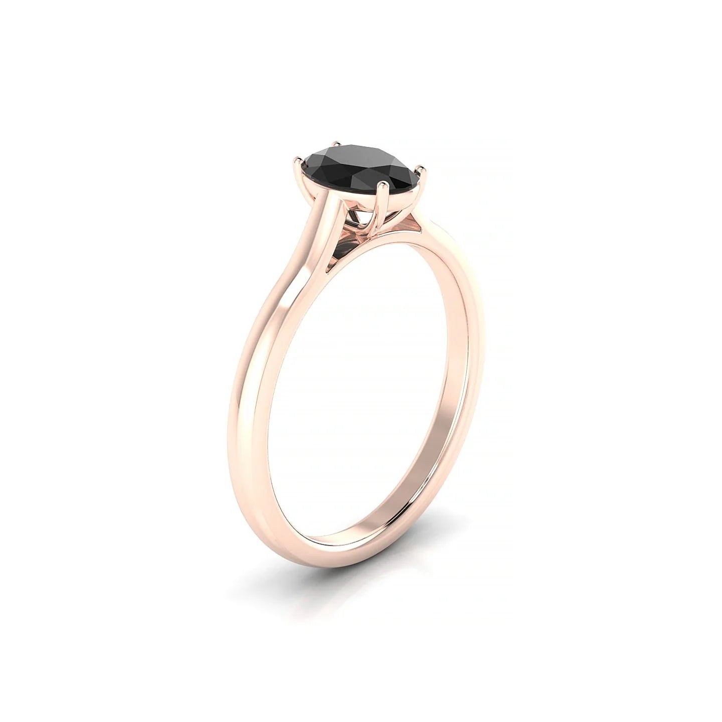 Cathedral | 18k Rose Gold 7 x 5 mm Oval Black Diamond Ring
