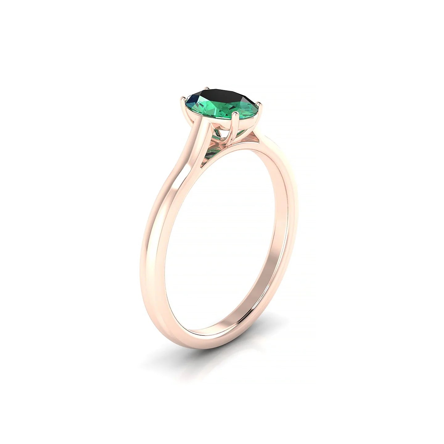 Cathedral | 18k Rose Gold 7 x 5 mm Oval Emerald Ring