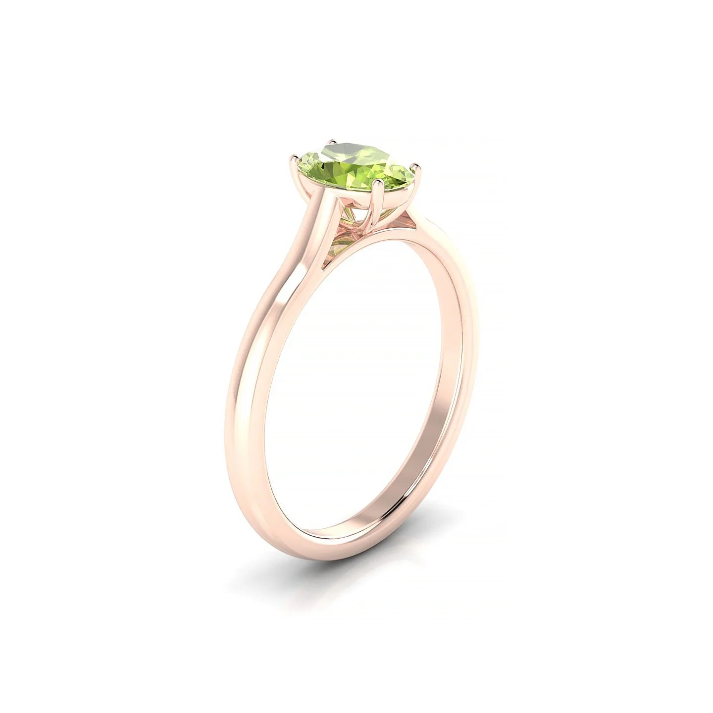 Cathedral | 18k Rose Gold 7 x 5 mm Oval Peridot Ring