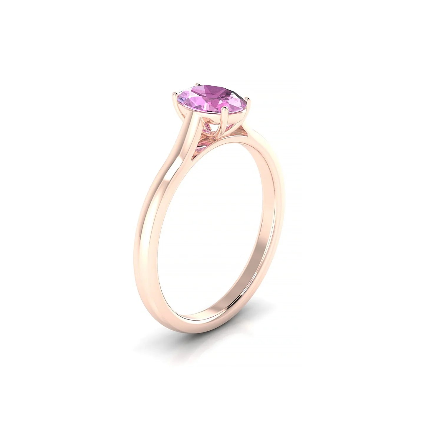 Cathedral | 18k Rose Gold 7 x 5 mm Oval Pink Sapphire Ring