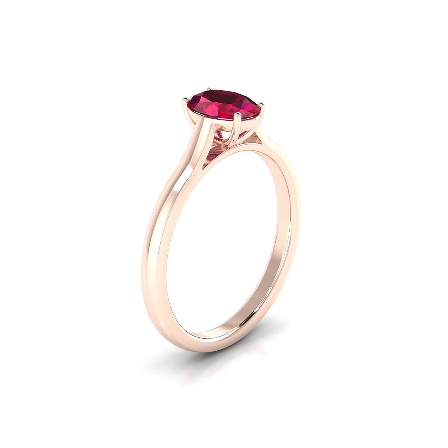 Cathedral | 18k Rose Gold 7 x 5 mm Oval Ruby Ring
