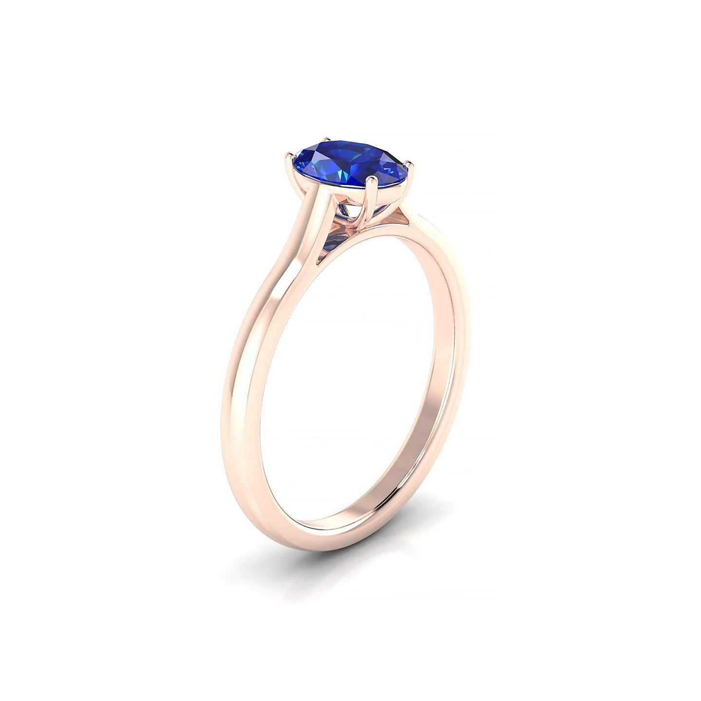 Cathedral | 18k Rose Gold 7 x 5 mm Oval Sapphire Ring