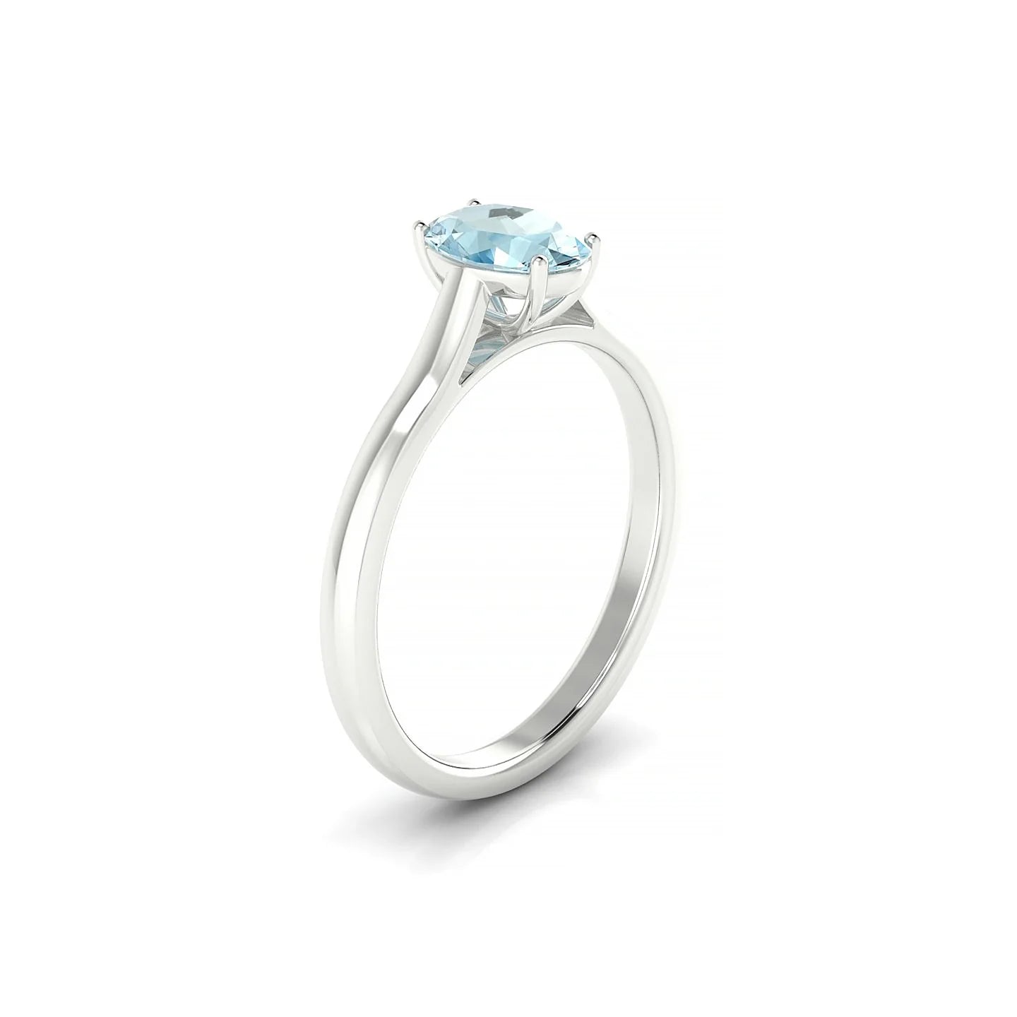 Cathedral | 18k White Gold 7 x 5 mm Oval Aquamarine Ring