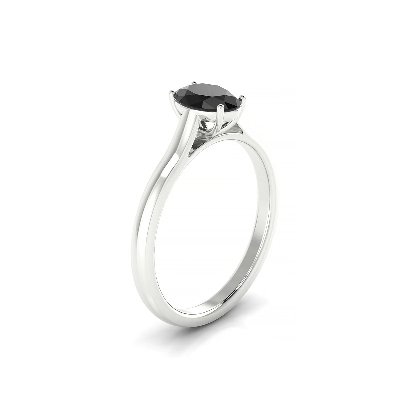 Cathedral | 18k White Gold 7 x 5 mm Oval Black Diamond Ring