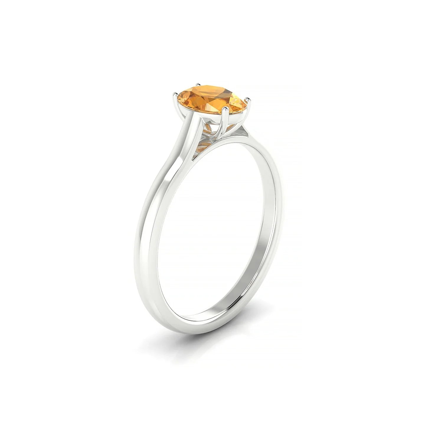 Cathedral | 18k White Gold 7 x 5 mm Oval Citrine Ring