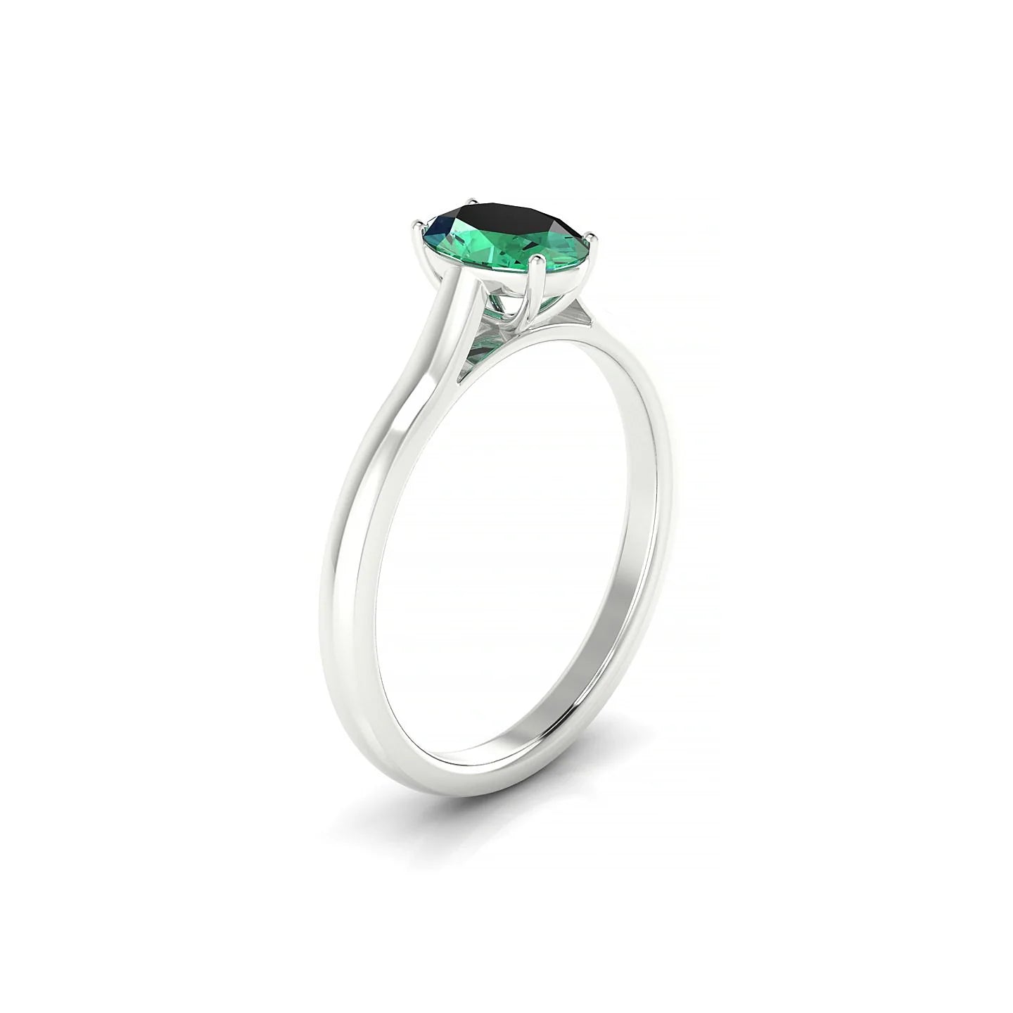 Cathedral | 18k White Gold 7 x 5 mm Oval Emerald Ring