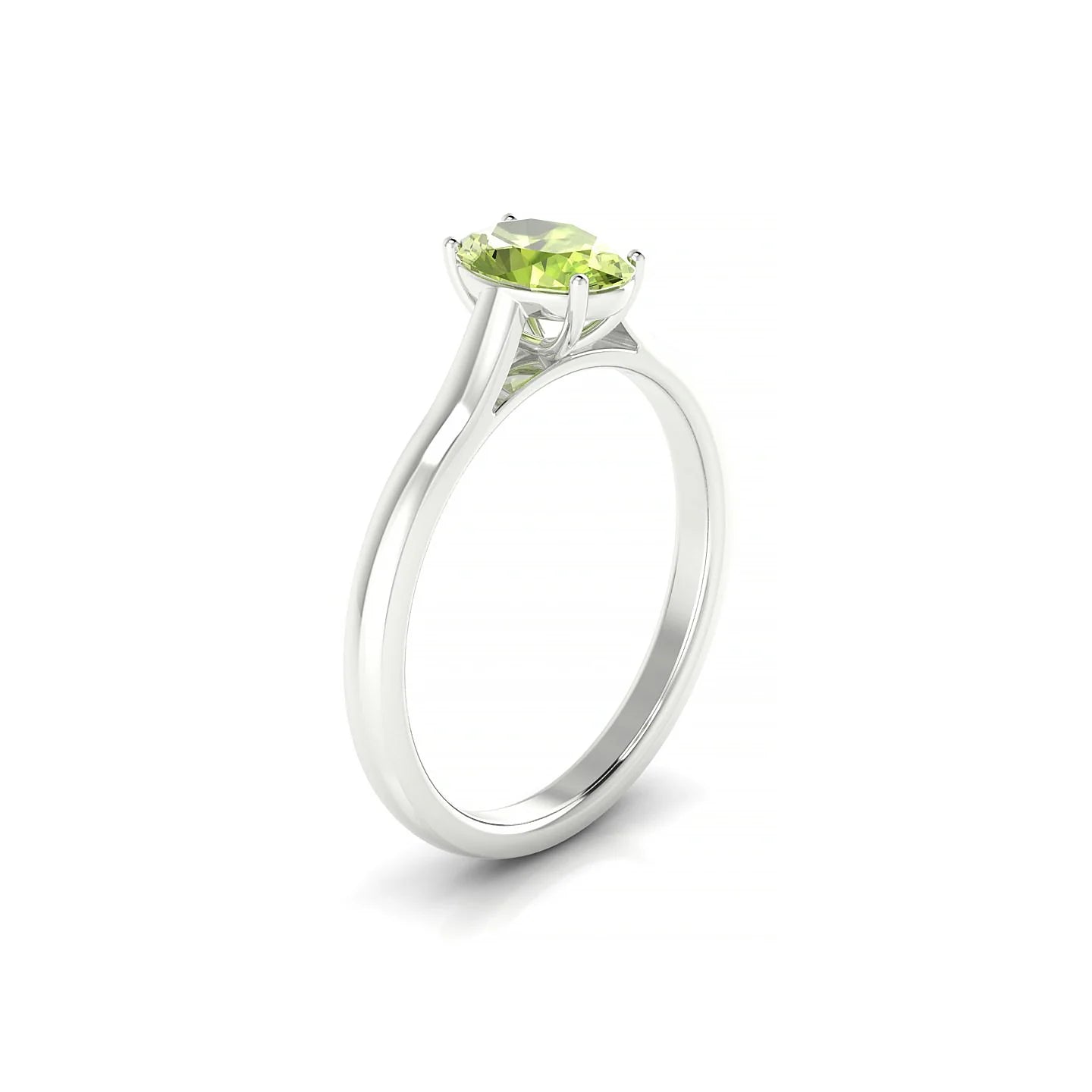 Cathedral | 18k White Gold 7 x 5 mm Oval Peridot Ring