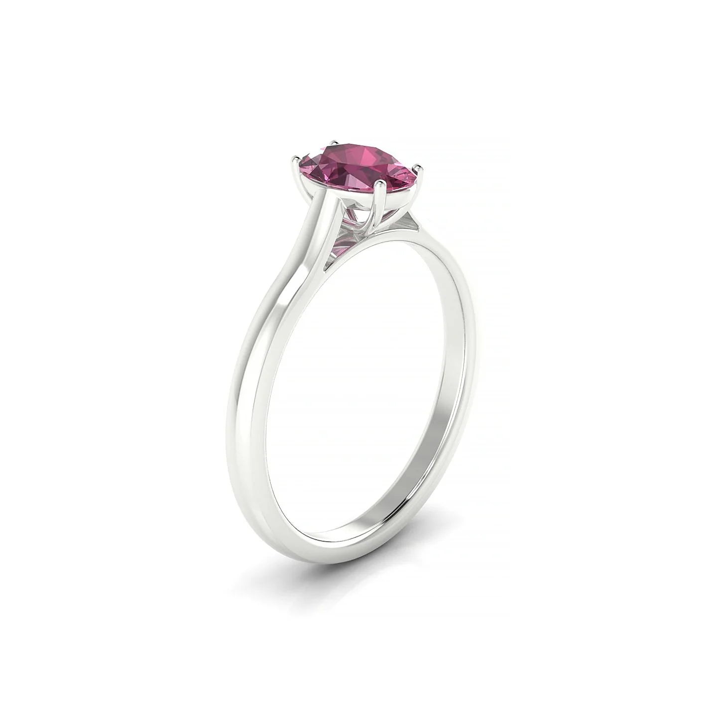 Cathedral | 18k White Gold 7 x 5 mm Oval Rhodolite Ring