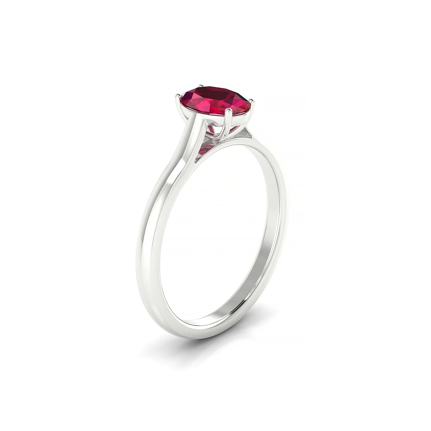 Cathedral | 18k White Gold 7 x 5 mm Oval Ruby Ring