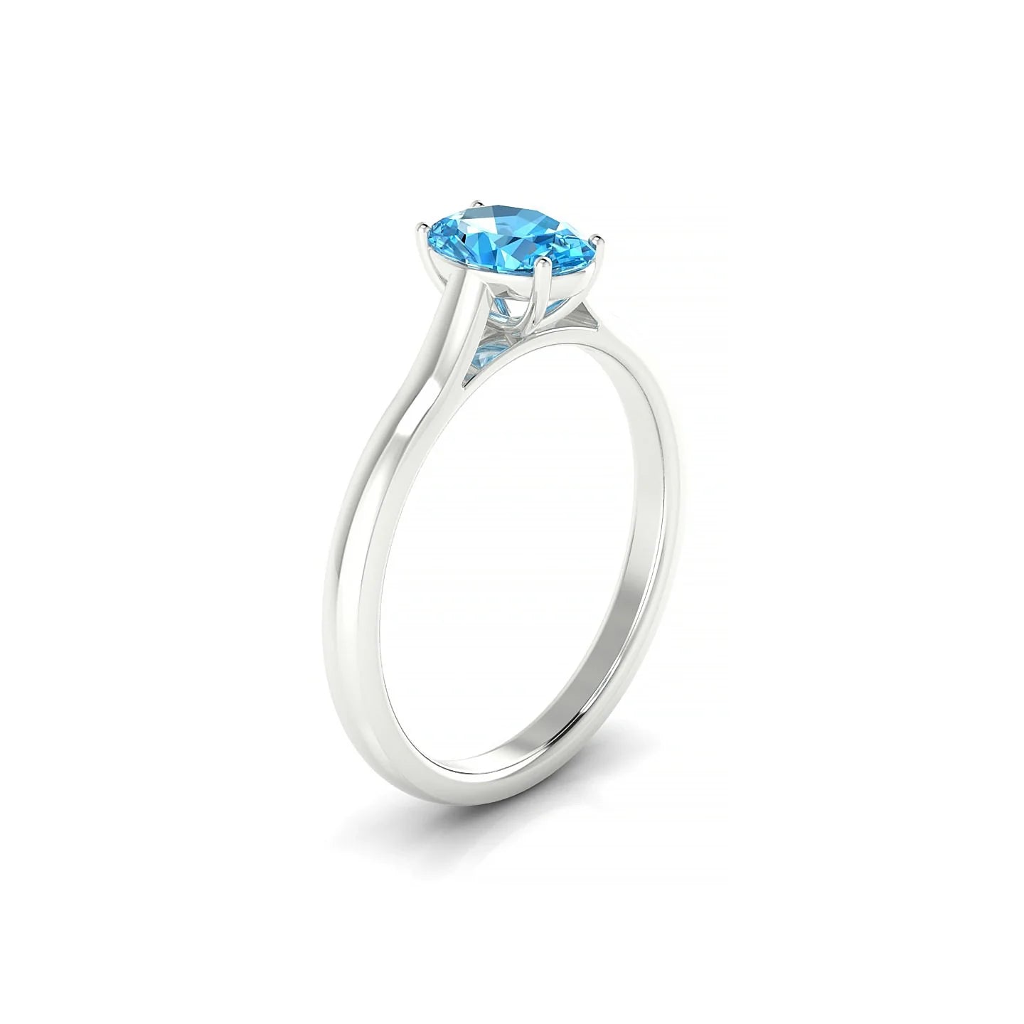 Cathedral | 18k White Gold 7 x 5 mm Oval Topaz Ring