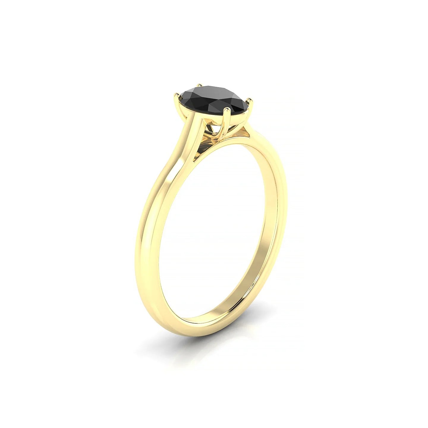 Cathedral | 18k Yellow Gold 7 x 5 mm Oval Black Diamond Ring