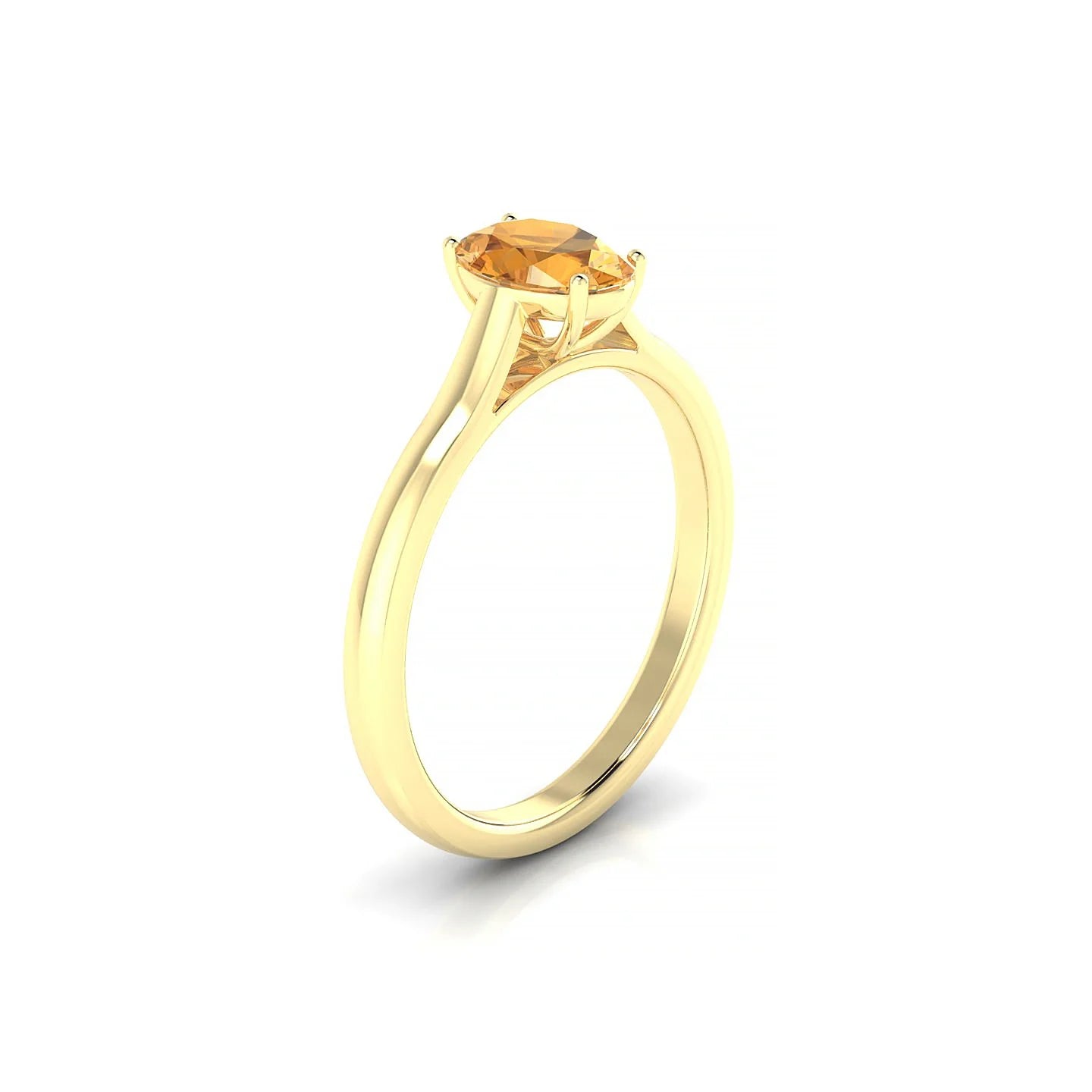 Cathedral | 18k Yellow Gold 7 x 5 mm Oval Citrine Ring