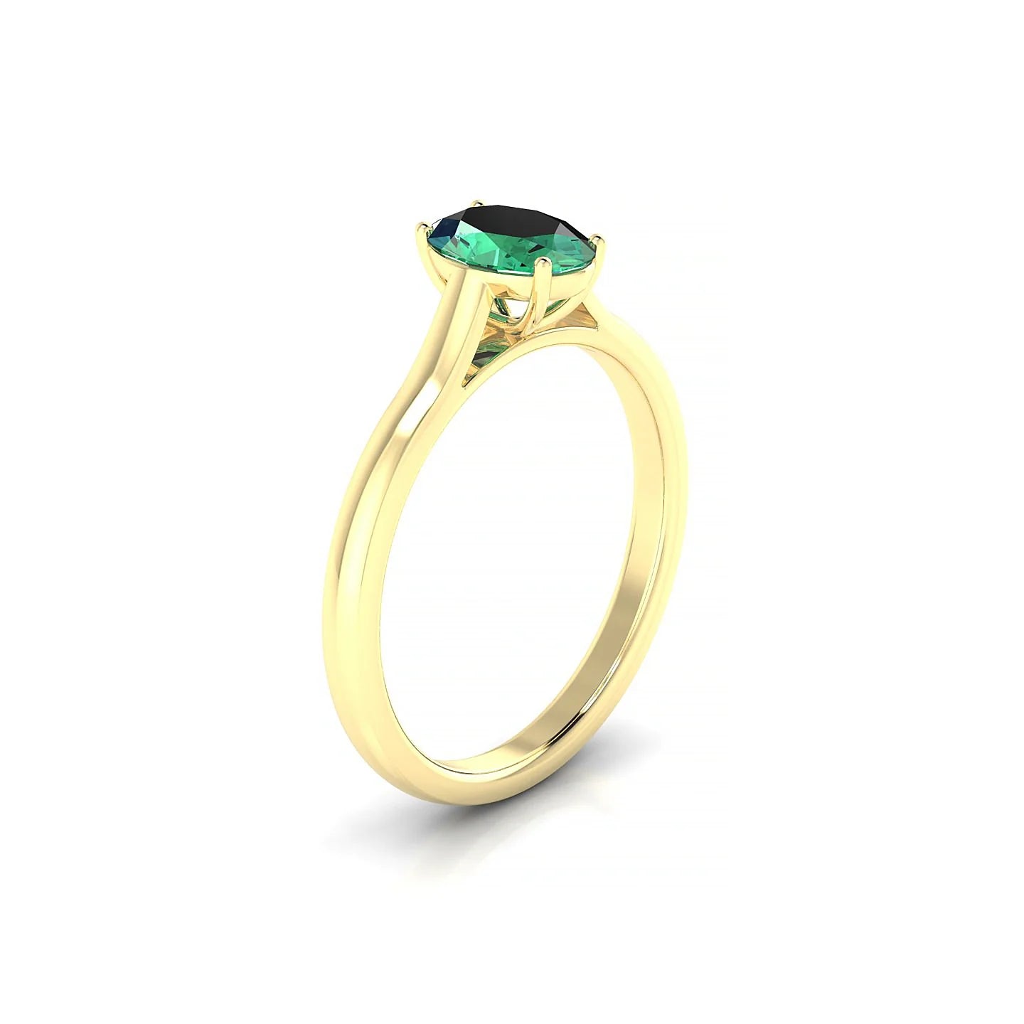Cathedral | 18k Yellow Gold 7 x 5 mm Oval Emerald Ring