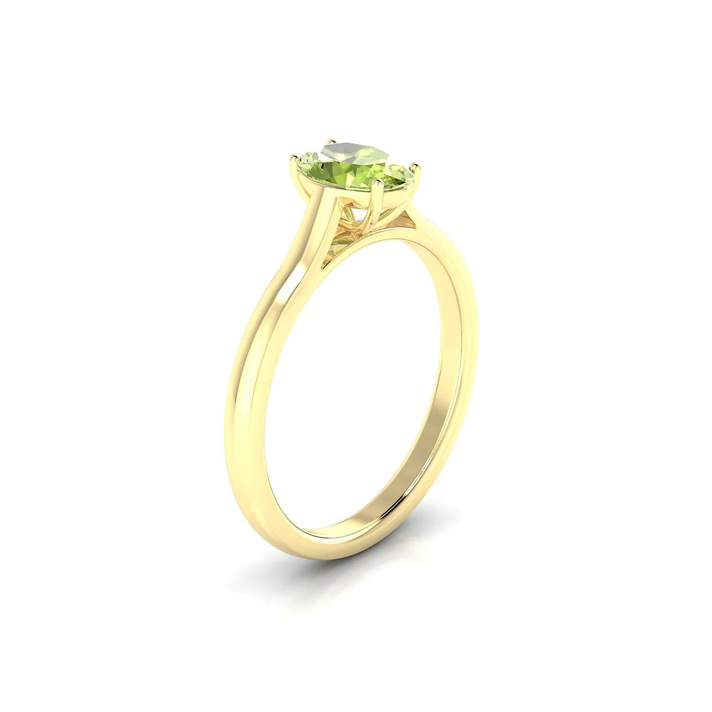 Cathedral | 18k Yellow Gold 7 x 5 mm Oval Peridot Ring