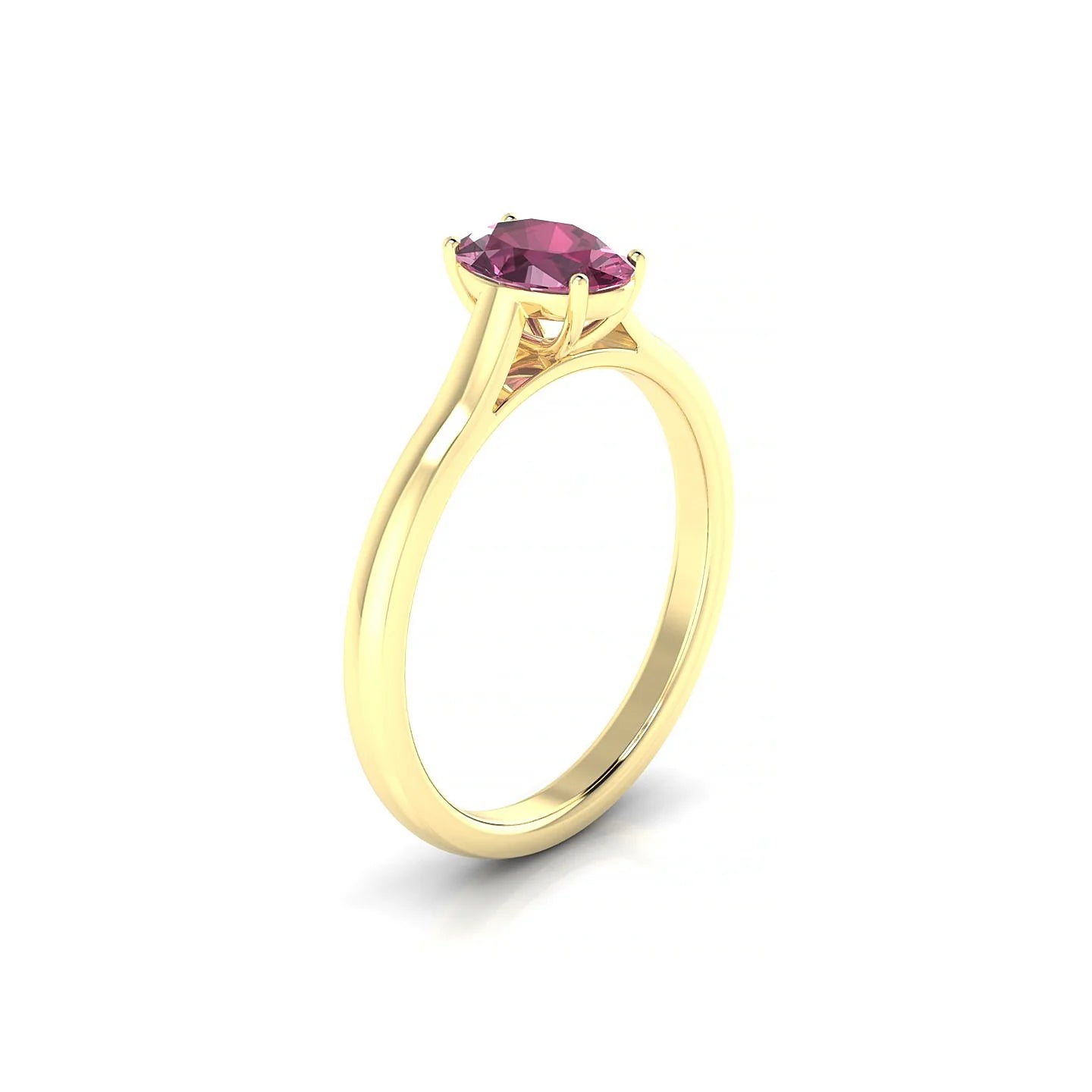 Cathedral | 18k Yellow Gold 7 x 5 mm Oval Rhodolite Ring