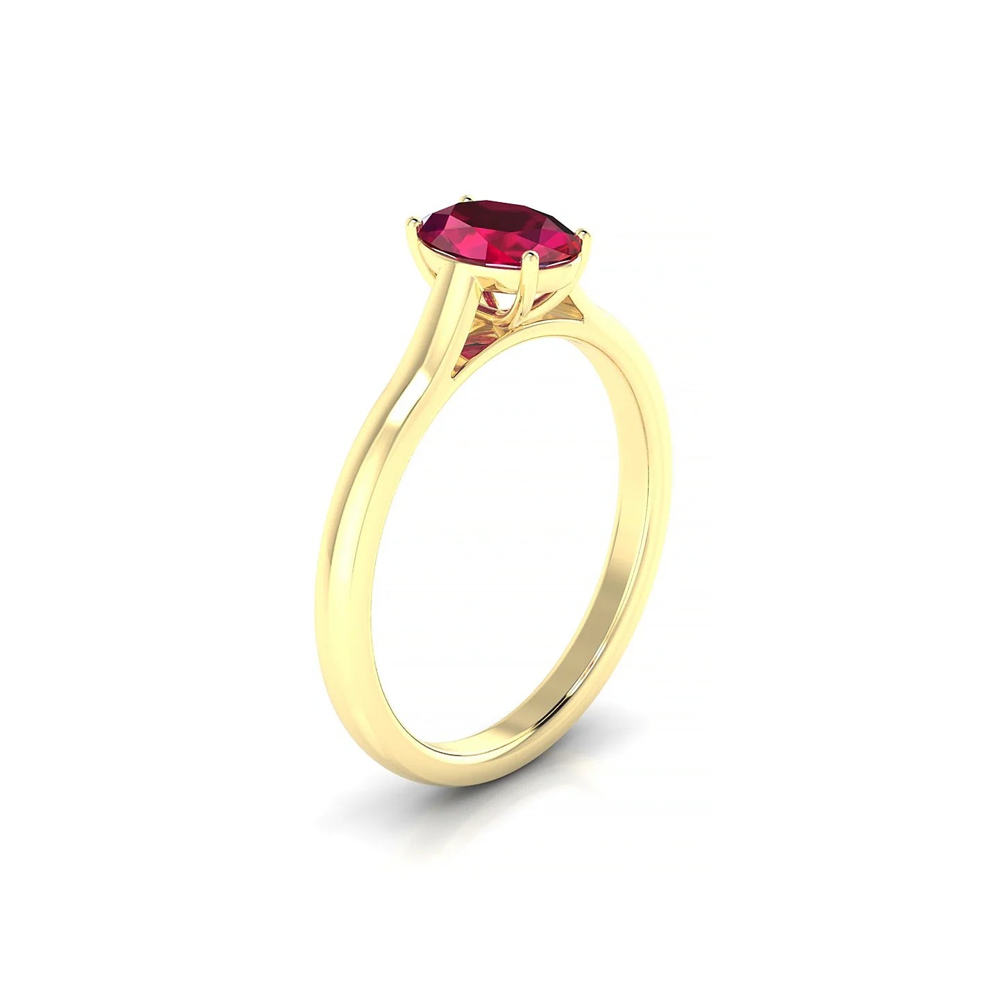 Cathedral | 18k Yellow Gold 7 x 5 mm Oval Ruby Ring