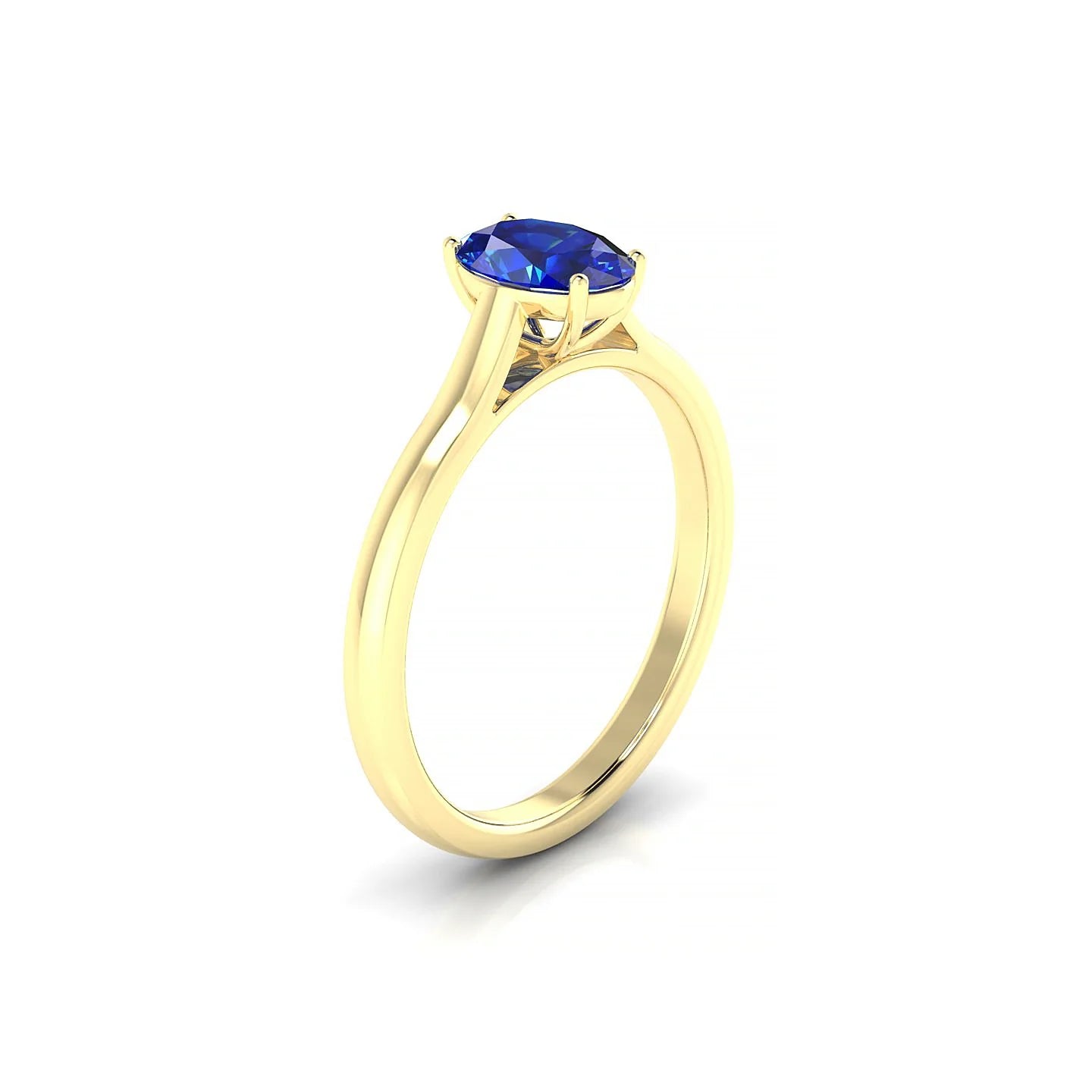 Cathedral | 18k Yellow Gold 7 x 5 mm Oval Sapphire Ring