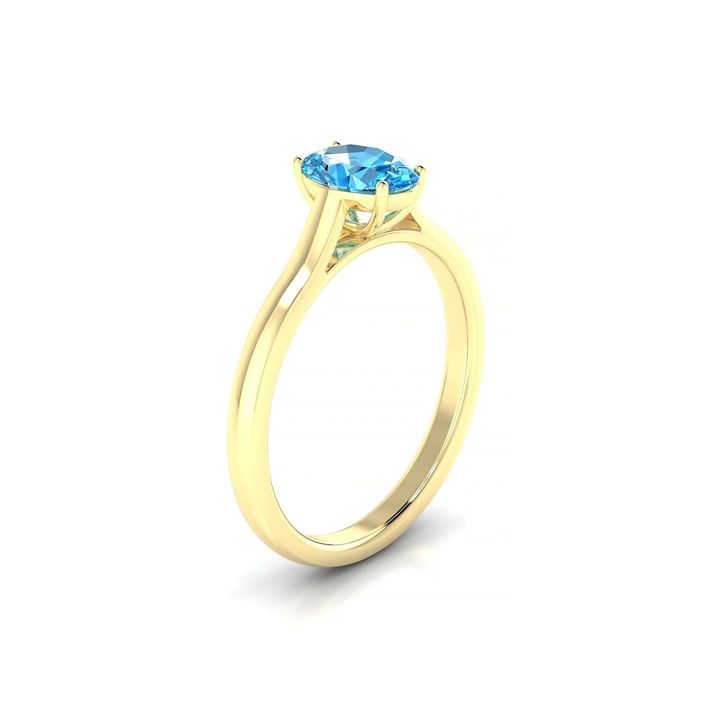 Cathedral | 18k Yellow Gold 7 x 5 mm Oval Topaz Ring