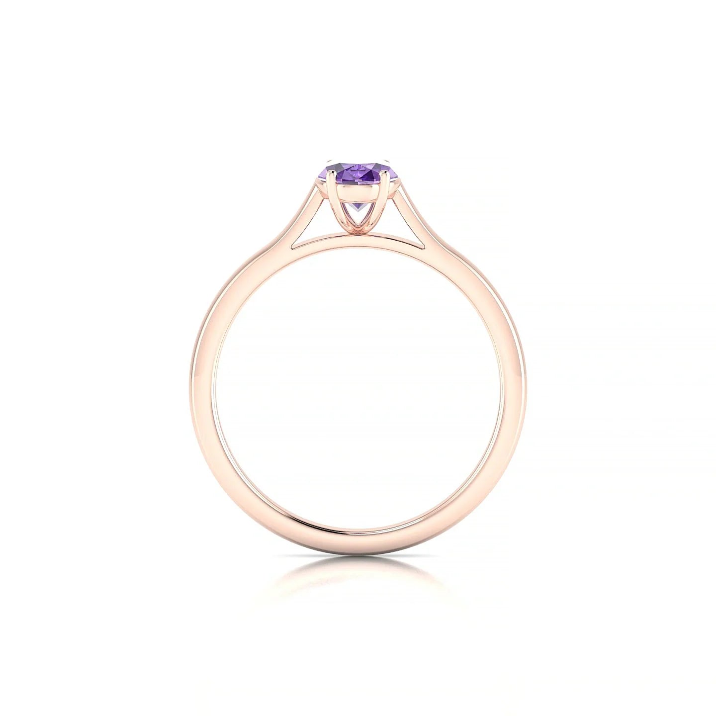 Cathedral | 18k Rose Gold 7 x 5 mm Oval Amethyst Ring