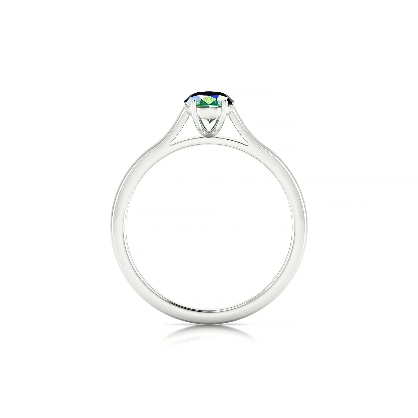 Cathedral | 18k White Gold 7 x 5 mm Oval Emerald Ring