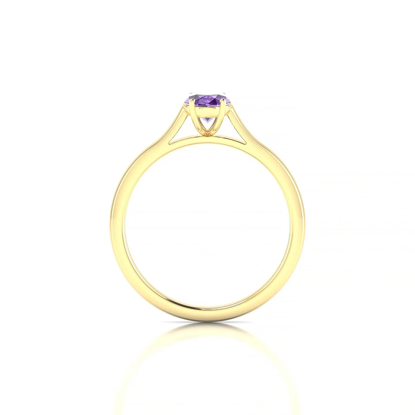 Cathedral | 18k Yellow Gold 7 x 5 mm Oval Amethyst Ring
