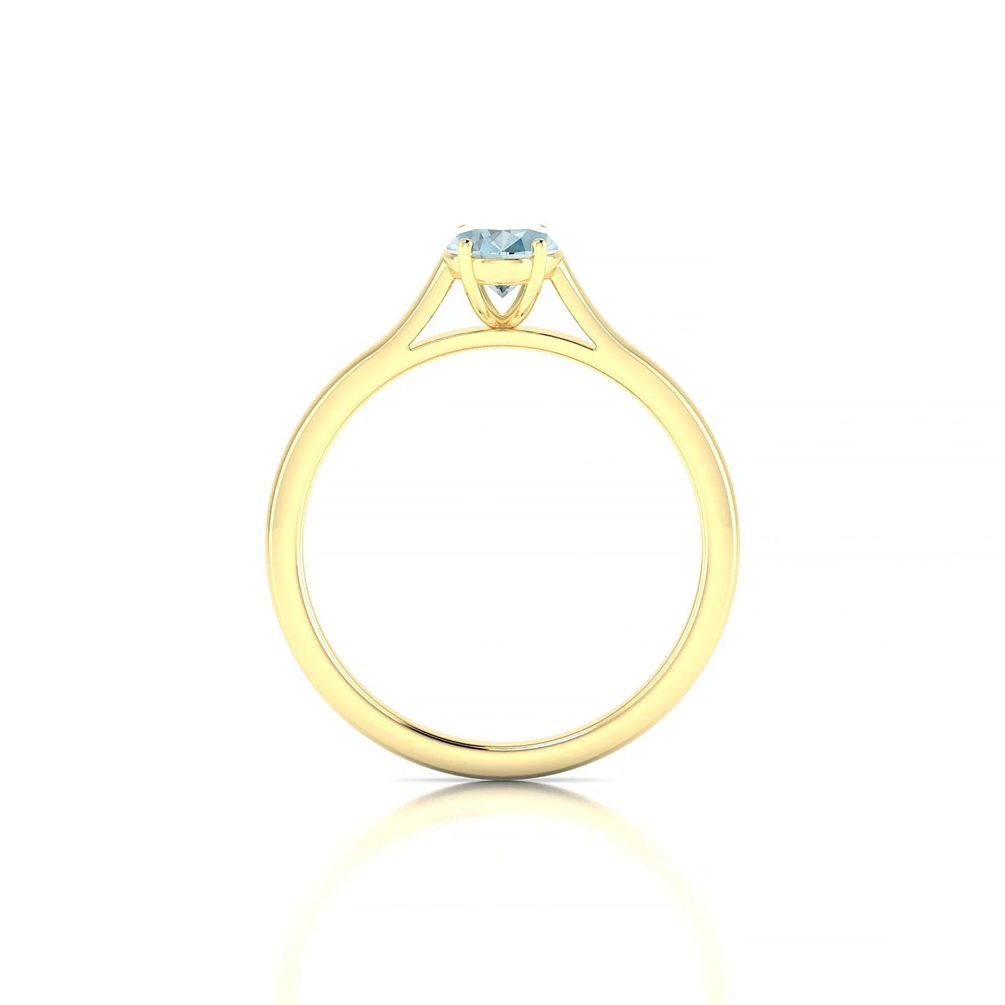 Cathedral | 18k Yellow Gold 7 x 5 mm Oval Aquamarine Ring
