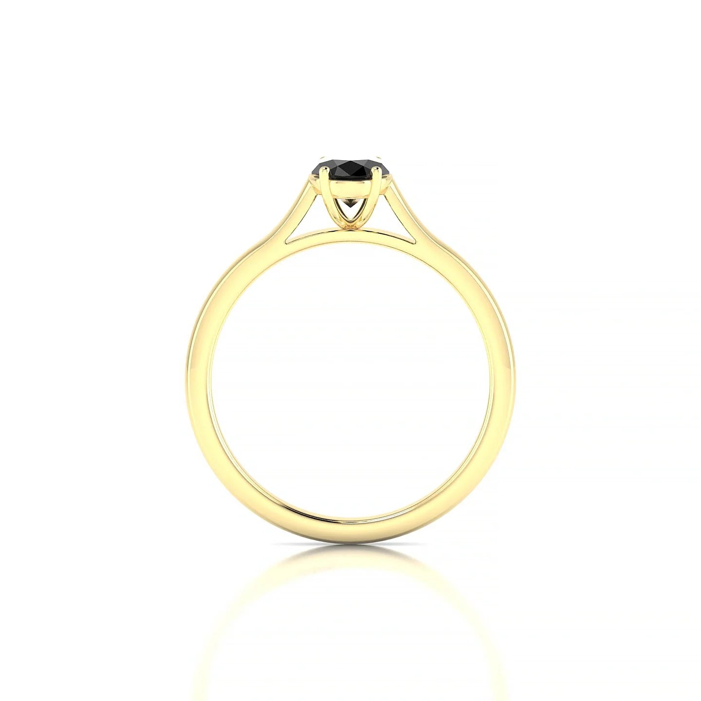 Cathedral | 18k Yellow Gold 7 x 5 mm Oval Black Diamond Ring