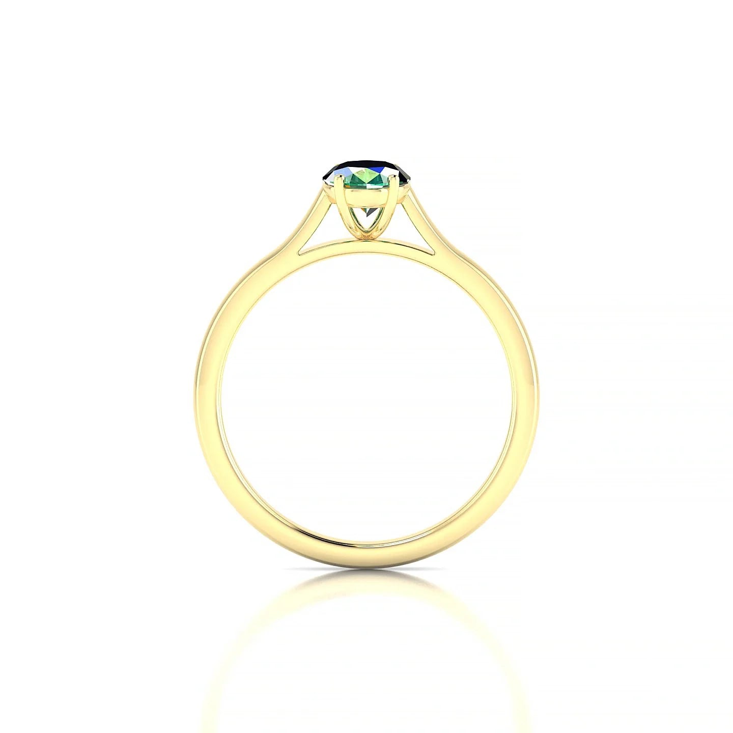 Cathedral | 18k Yellow Gold 7 x 5 mm Oval Emerald Ring
