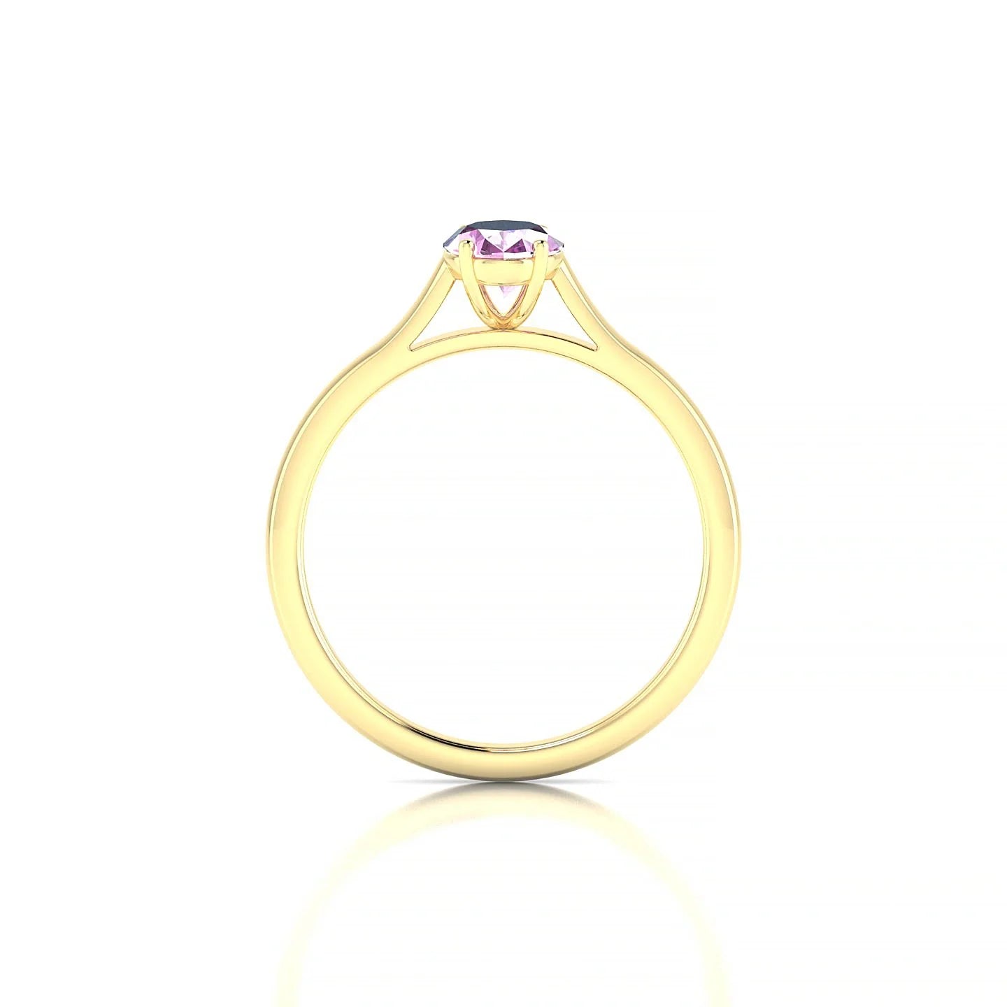 Cathedral | 18k Yellow Gold 7 x 5 mm Oval Pink Sapphire Ring