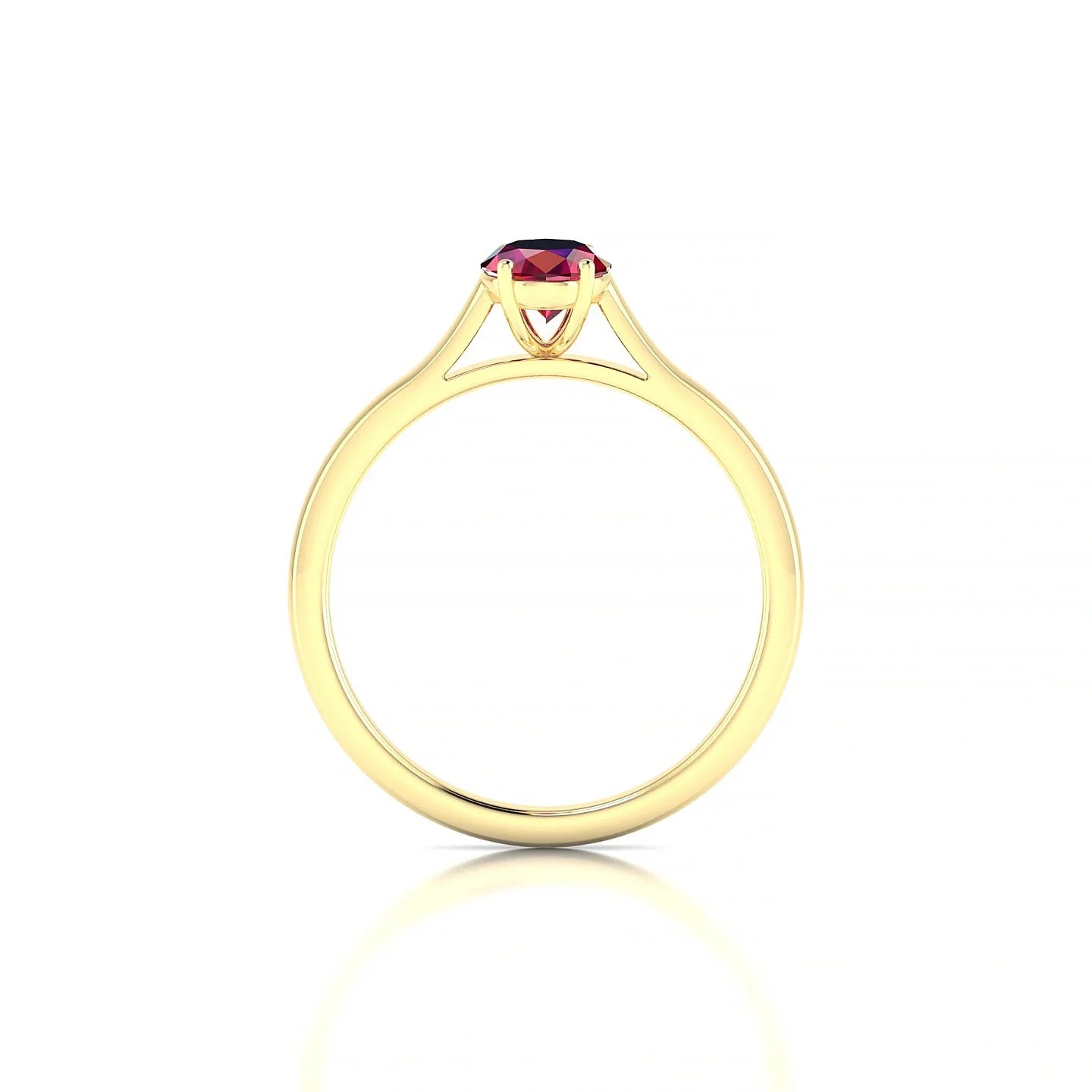 Cathedral | 18k Yellow Gold 7 x 5 mm Oval Ruby Ring