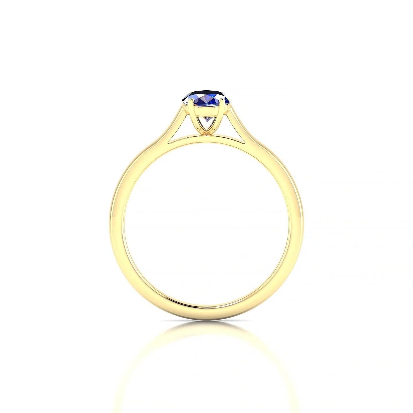 Cathedral | 18k Yellow Gold 7 x 5 mm Oval Sapphire Ring