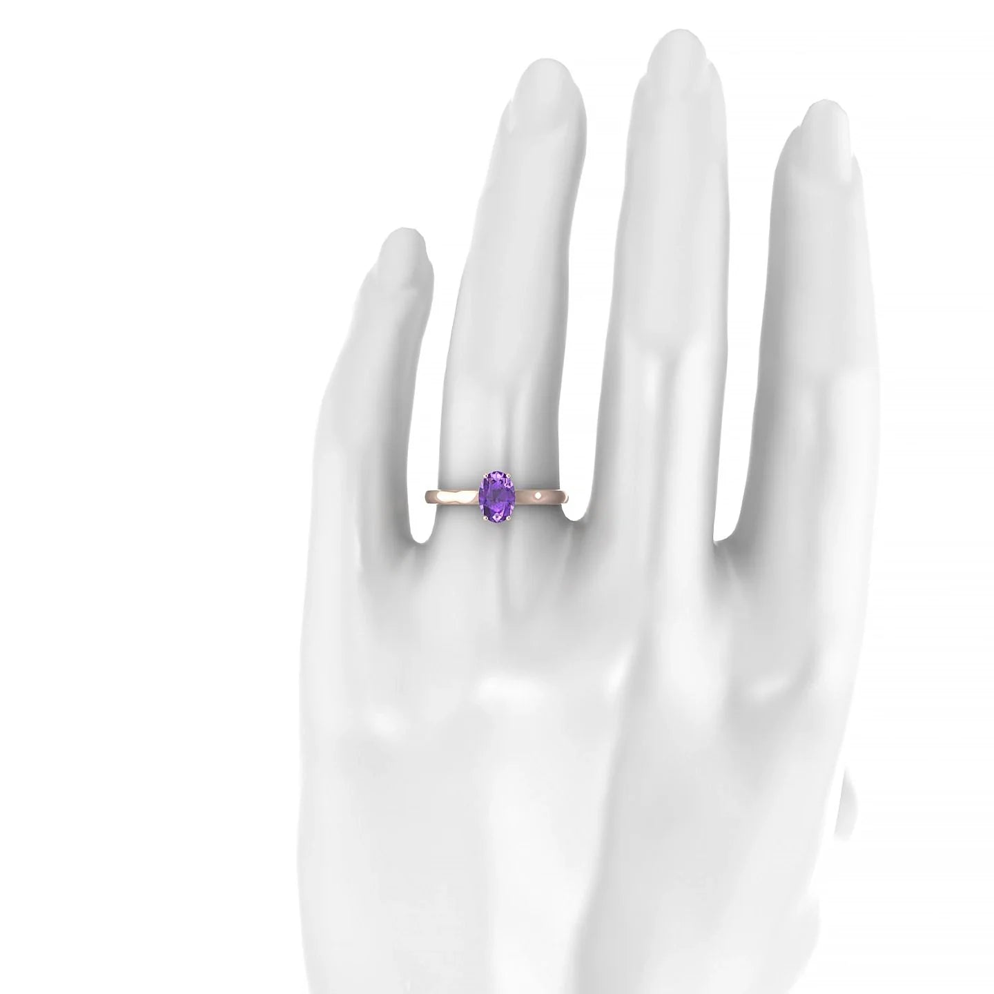 Cathedral | 18k Rose Gold 7 x 5 mm Oval Amethyst Ring