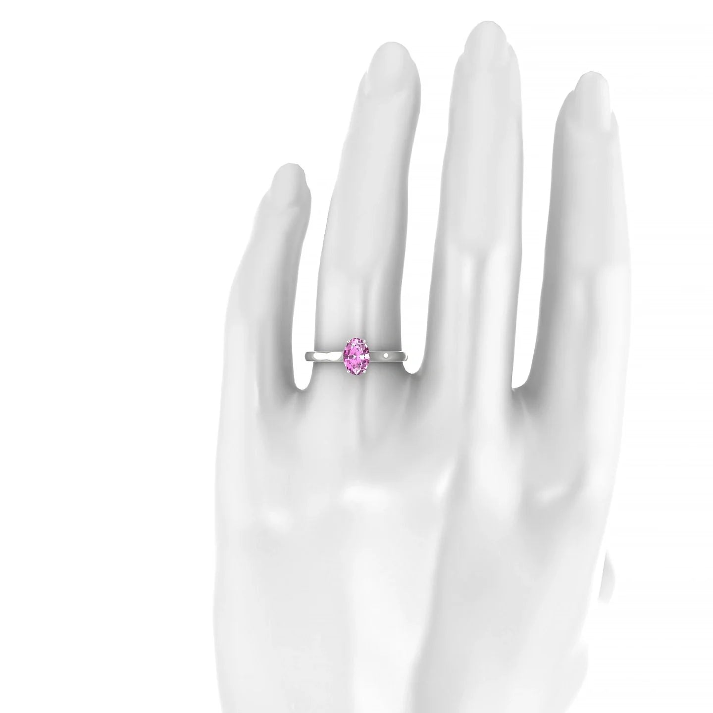 Cathedral | 18k White Gold 7 x 5 mm Oval Pink Sapphire Ring