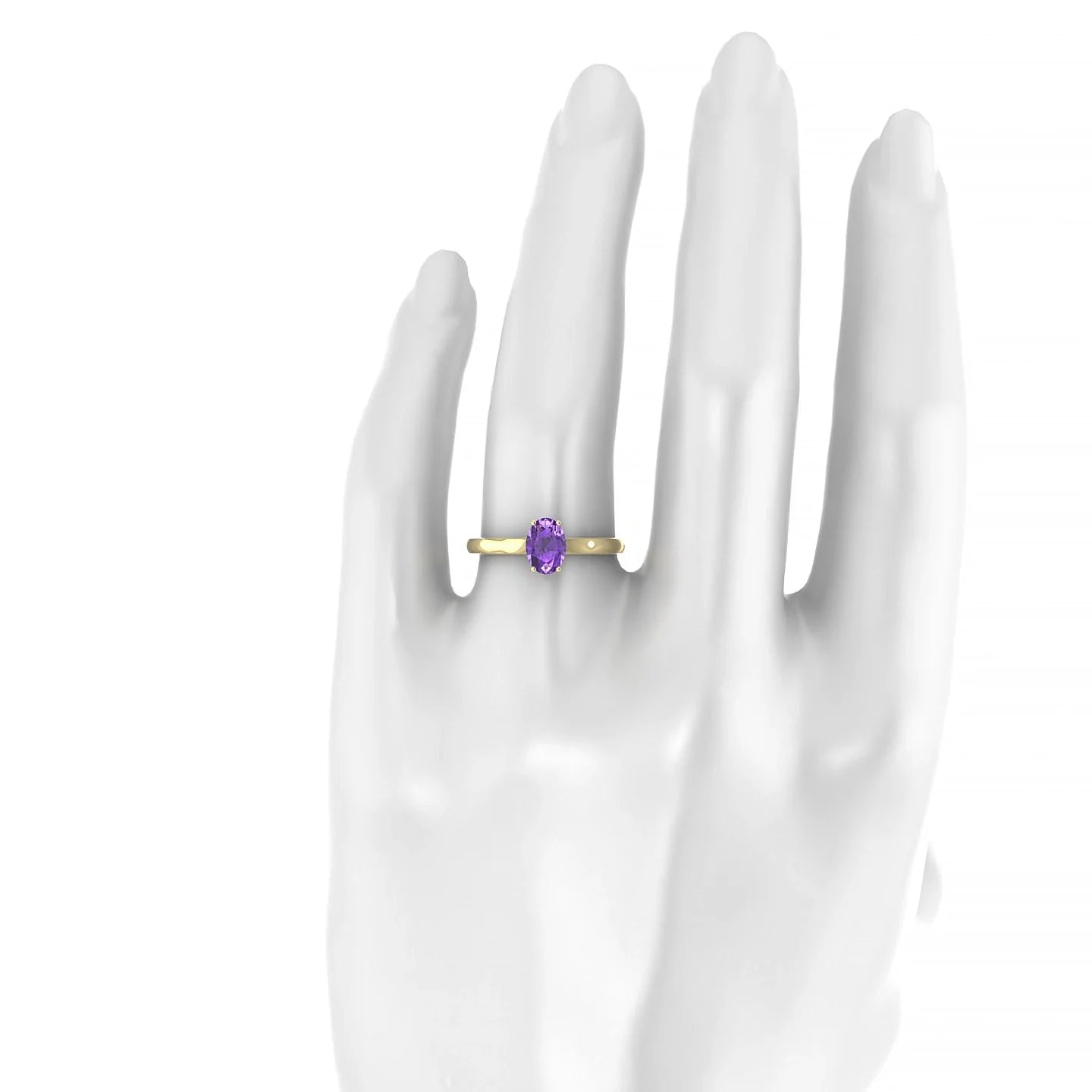 Cathedral | 18k Yellow Gold 7 x 5 mm Oval Amethyst Ring