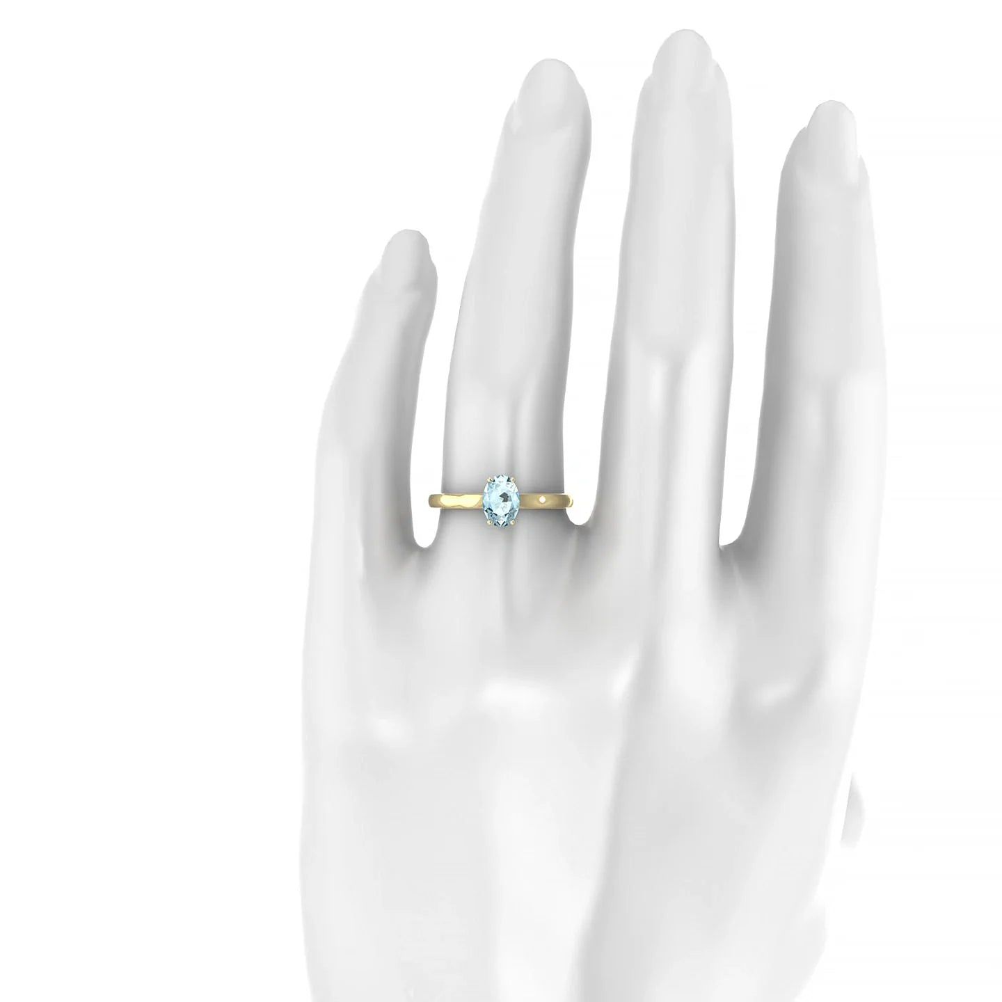 Cathedral | 18k Yellow Gold 7 x 5 mm Oval Aquamarine Ring