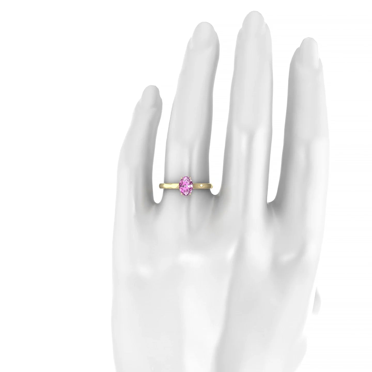 Cathedral | 18k Yellow Gold 7 x 5 mm Oval Pink Sapphire Ring