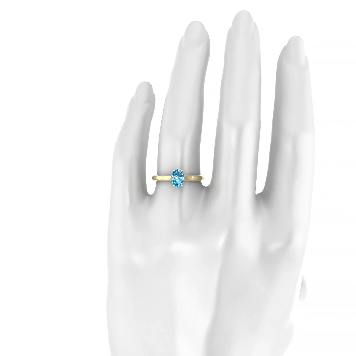 Cathedral | 18k Yellow Gold 7 x 5 mm Oval Topaz Ring
